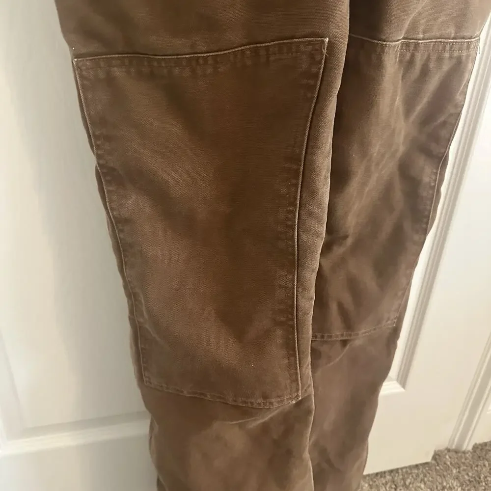 Vintage Carhartt Women's WR027 Quilt Lined Overalls Sandstone Duck Brown 12x34